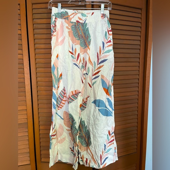 Cynthia Rowley Pants - Cynthia Rowley White and Blue Tropical Linen Pants